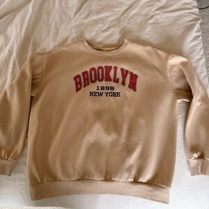Source Unknown Beige Crewneck Sweater with Red Accents